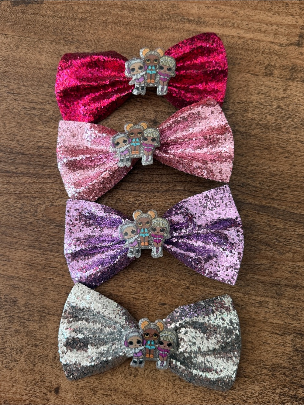 L.O.L. Surprise! Glitter Bow Hair Clips - Hot Pink, Light Pink, Purple, Silver